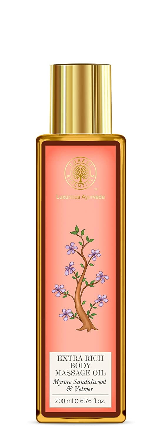 Forest Essentials Almond Body Massage Oil Mysore Sandalwood & Vetiver 200ml