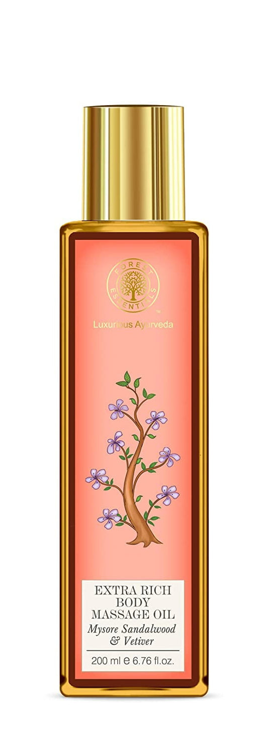 Forest Essentials Almond Body Massage Oil Mysore Sandalwood & Vetiver 200ml