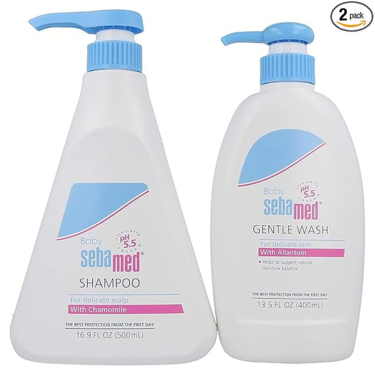 Sebamed Baby Gentle Wash Extra Soft (400mL) and Sebamed Baby Shampoo (500mL) Ultra Mild Hy