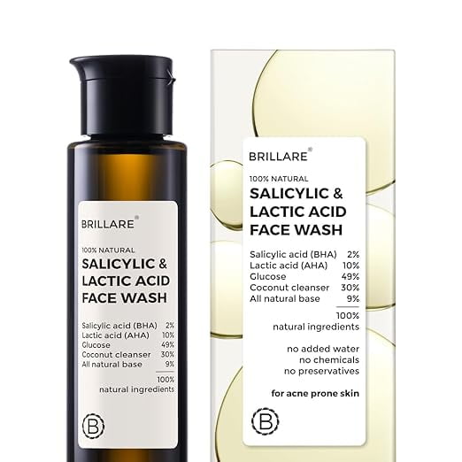 Brillare 2% Salicylic & Lactic Acid FaceWash | Deep Cleansing, Oil Control & Acne Care | W