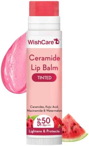 WishCare Tinted Ceramide LipBalm with SPF50 PA+++ - Kojic Acid & Niacinamide - For Lip Lig