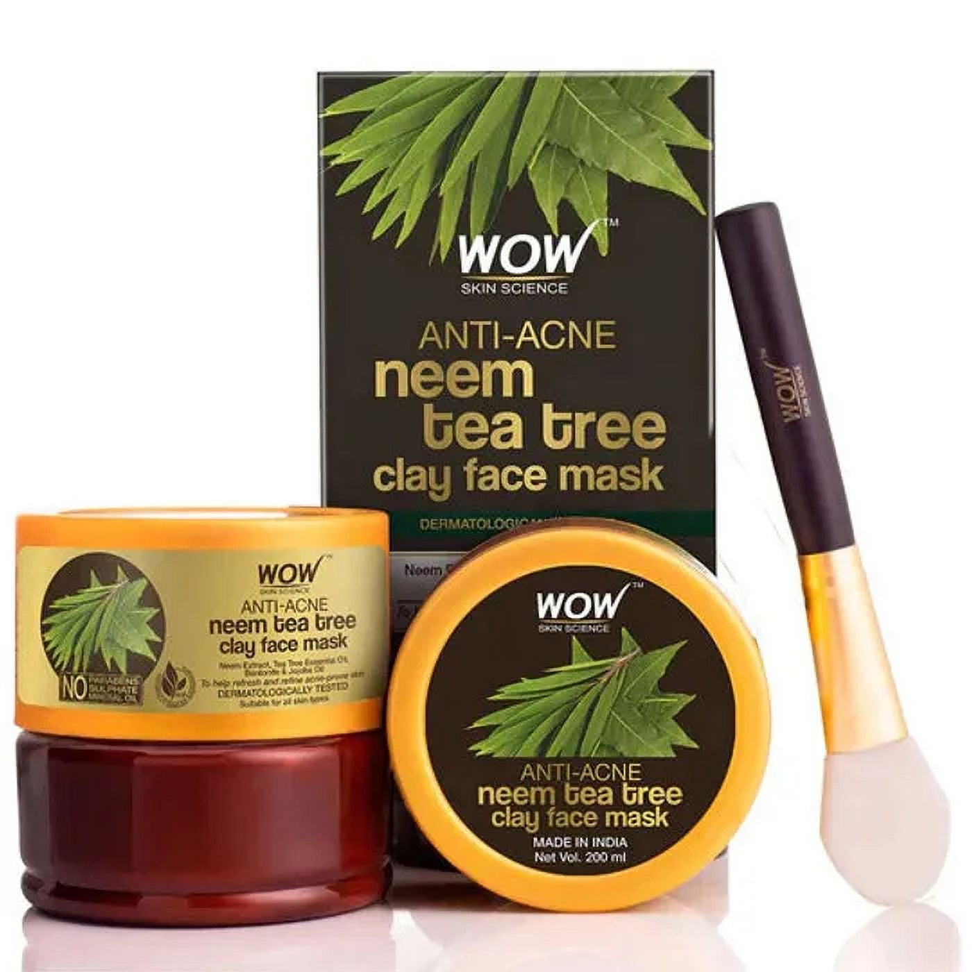 Wow Skin Science Anti-acne Neem & Tea Tree Clay FaceMask, 200ml