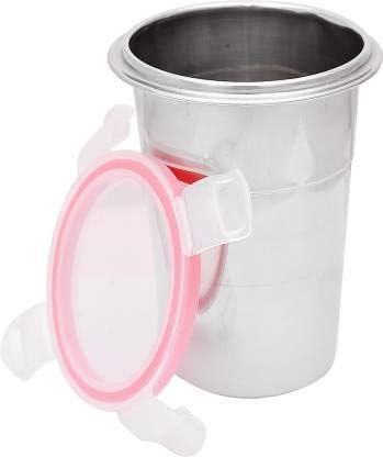 iKonbi Stainless Steel Click & Seal Lock air Tight Glass Tumbler with Lid400 ML