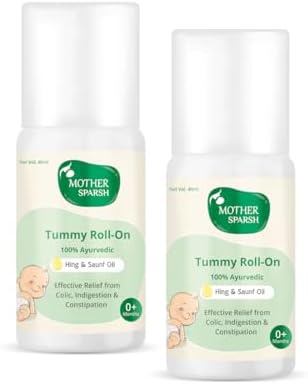 Mother Sparsh Tummy Roll On for Baby, Colic Relief and Digestion, Ayurvedic, Hing & Saunf,