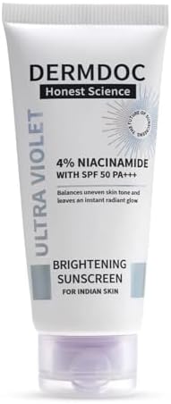 DERMDOC 4% Niacinamide Brightening Sunscreen with SPF 50 Sun Protection (50 gm) | Sunblock