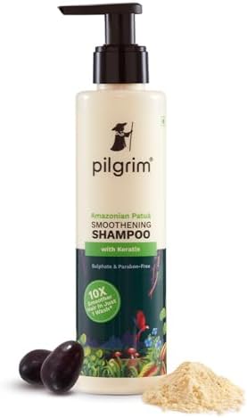 Pilgrim Patuá & Keratin Hair SMOOTHENING SHAMPOO for Dry & Frizzy hair | Sulphate & Parabe