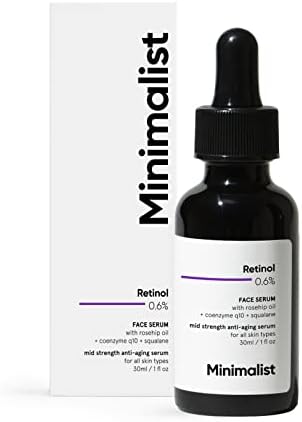 Minimalist Retinol 0.6% Mid-Strength Anti Aging FaceSerum For Men & Women | Reduces Fine L