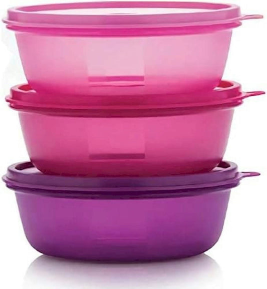 Tupperware Pink, Purple Leftover Bowl Set Storage Food Containers (600ML x 3pcs)