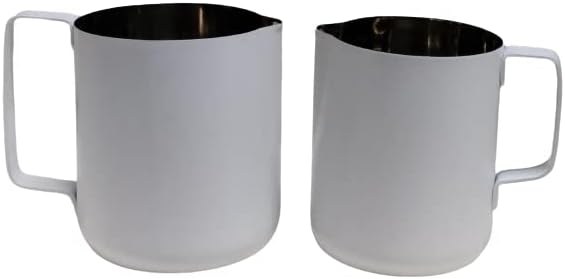 iKonbi White Matte Stainless Steel Milk Jugs 600 ml & 800 ml, Set of