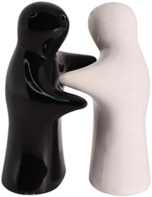 HOMIES Cute Decorative Ghost Hugging Shakers Couple Set Hug Design Handpainted Ceramic - S