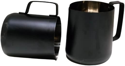 iKonbi Stainless Steel Milk Jug – Black Matte, 800/600 ml, Set of