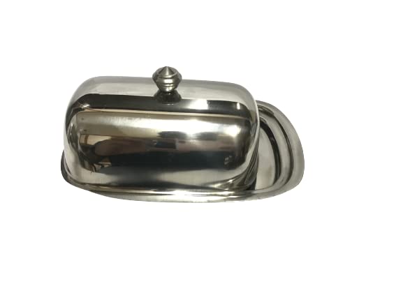 iKonbi Stainless Steel Round/Dome Shape Butter Dish/Butter Pot with Lid- Set of 2