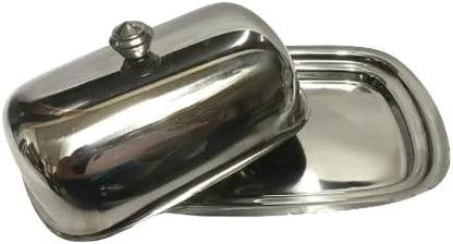 iKonbi Stainless Steel Round/Dome Shape Butter Dish/Butter Pot with Lid