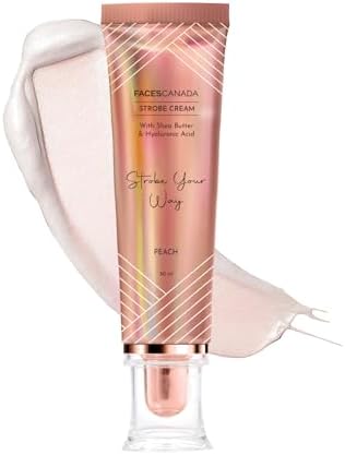 FACES CANADA Strobe Cream - Peach, 30g Primer + Highlighter + Moisturizer Shea Butter & Hy