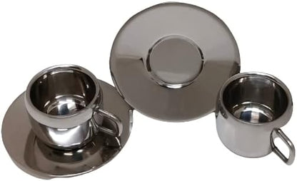 iKonbi Stainless Steel Apple Cups with Saucers Set of 2