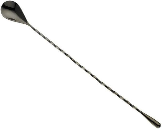 iKonbi Stainless Steel Black Matt Teardrop Twisted Design Bar Spoon/Stirrer/Mixing