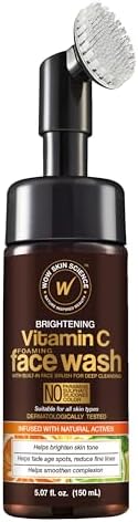 WOW Skin Science Vitamin C FaceWash W/Face Brush - Foaming Facial Cleanser - Facial SkinCa