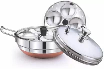 iKonbi Stainless Steel Multipurpose Kadai Cum Idli Cooker with Copper Bottom Set of 3