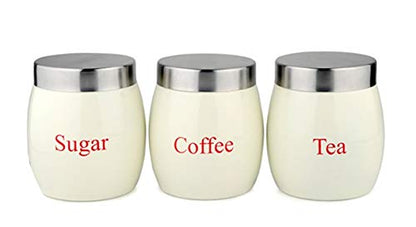 iKonbi Cream Barrel Tea, Coffee & Sugar Canister