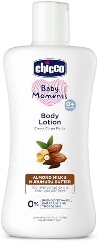Chicco Baby Moments BodyLotion for Babies, 200 ml, Almond Milk & Murumuru Butter, Quick Ab