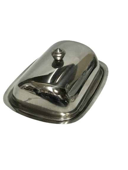 iKonbi Stainless Steel Round Shape Butter Dish with Buttering Brush