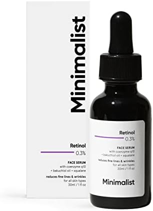 Minimalist 0.3% Retinol Serum For Anti Aging | Night FaceSerum With Squalane Base & Coenzy
