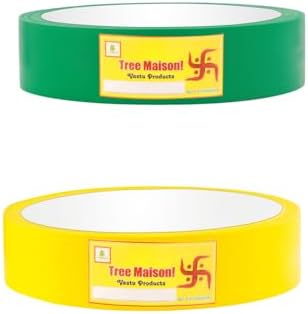 TREE MAISON CORONATING HOMES Vastu Yellow Green Tape | Size - 1 Inch (24 mm) Approx | Length- 20 Meter (Approx) | Vastu Tape Remedy for Toilet | Vastu Tape for Main Door Entrance |