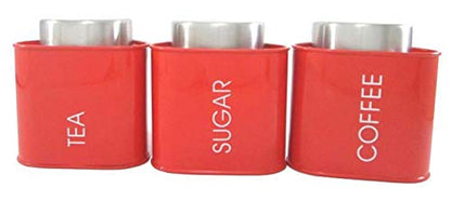 iKonbi Red Triangular Tea, Coffee & Sugar Canister