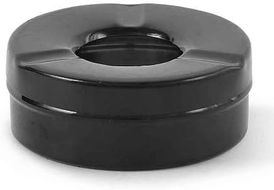 iKonbi Stainless Steel Black/Silver Round Lid Ash Tray- Set of 2