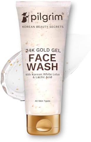 Pilgrim 24k Gold Gel Facewash with Korean White Lotus & Lactic Acid 80ml | FaceWash for gl