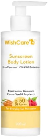 WishCare Sunscreen BodyLotion with SPF 50 PA+++ - Broad Spectrum UVA & UVB Protection, No