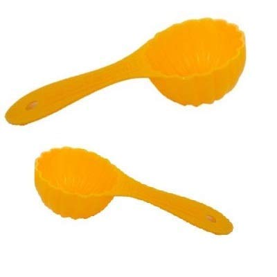 iKonbi Prasad Mud Scoop, Plastic Kitchen Tool Mould/Ladoo Mould SpoonYellow Pack of