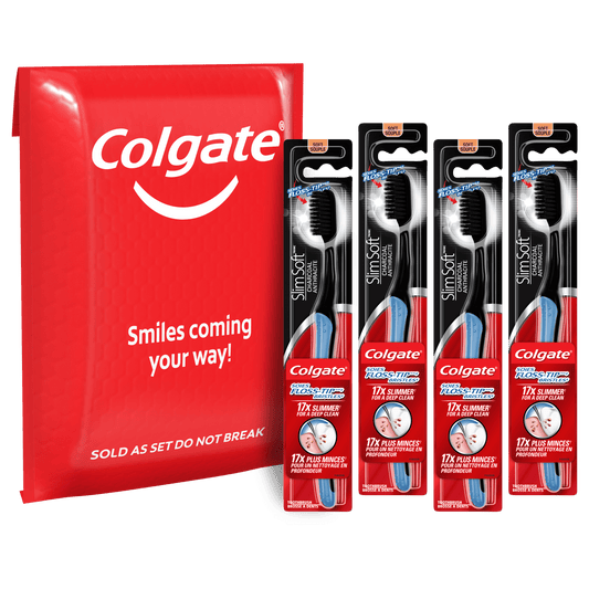 Colgate Slim Soft Charcoal Toothbrush 17x Slimmer Tip Soft Bristles -