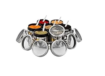 iKonbi Stainless Steel Masala & Dryfruit Set with Lid/Multipurpose Dabba Stand 7 in 1 Silver