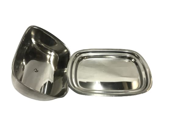 iKonbi Stainless Steel Round/Dome Shape Butter Dish/Butter Pot with Lid- Set of 2