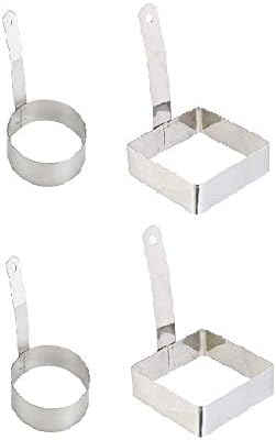 iKonbi Egg and Pancake Ring Set Stainless Steel, 2 Round & 2 Square, Set of 4