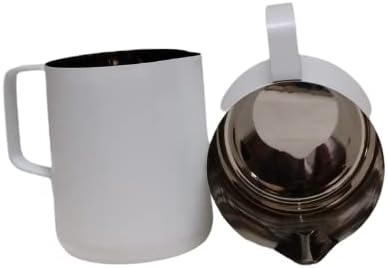iKonbi White Matte Stainless Steel Milk Jugs 600 ml & 800 ml, Set of 2