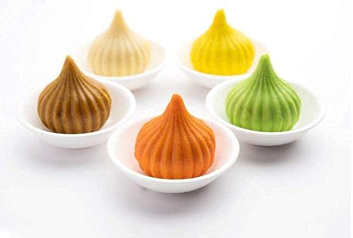 iKonbi Multi Utility Plastic Modak Mould Set for Ganesh Festival Includes 3 Different Size of Modak and One Modak Patti