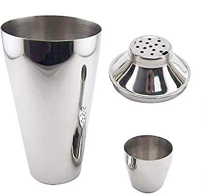 iKonbi Stainless Steel Cocktail Shaker 500ml and Shot Glass for Party Martini Drink Shaker with Built-in Strainer for Bartending and Home Steel Margarita Cobbler Shaker Mixer