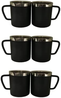 iKonbi Stainless Steel Black Sober Tea/Coffee Cup- Set of 6
