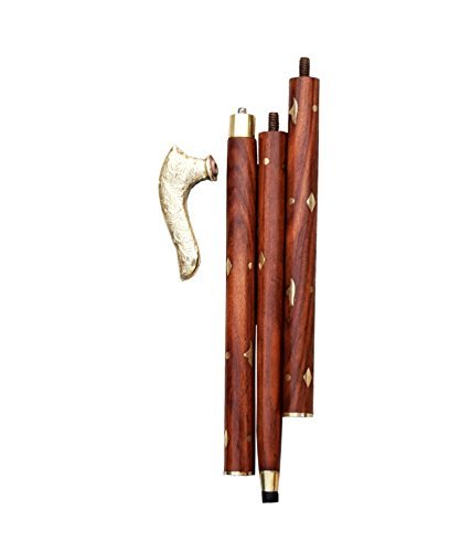 iKonbi Handcrafted Walking Stick Eagle Shape 3 Removable Parts Golden top of Eagle Shape