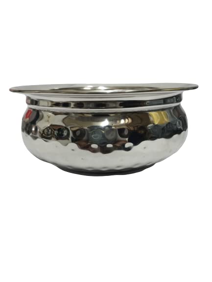 iKonbi Stainless Steel 3 Pcs Hammered Serving Handi/ Serving Bowls- Set of 3