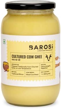 Barosi Premium Cultured Desi Cow Ghee 1 Litre | Vedic Bilona Method | Churned From Curd |