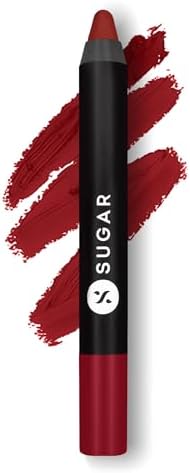 SUGAR Cosmetics Matte As Hell Crayon Lipstick 10 Cherry Darling (Cherry Red) with free sha