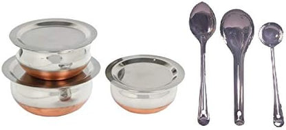 iKonbi Copper Bottom Serving Bowls with Lids and Serving Spoons Set of 3 +
