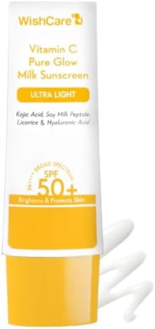 WishCare Vitamin C Pure Glow Milk Sunscreen SPF 50 PA++++ for Glowing Skin - Broad Spectru