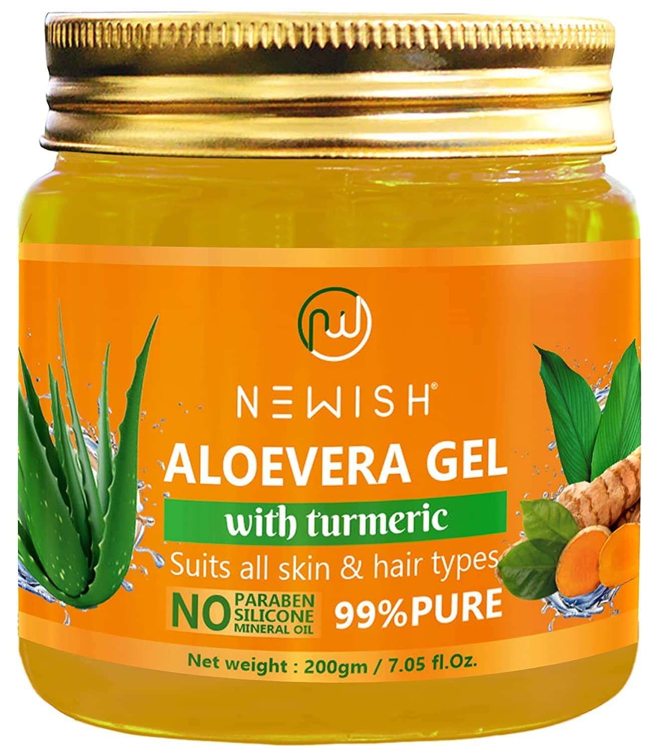 Newish Aloe Vera Gel For Face, Skin & Hair With Turmeric Anti-Acne Pure Aloe Vera Gel | Be