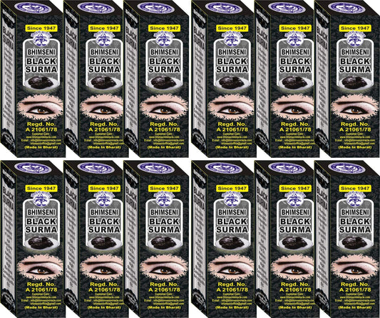 Bhimseni Black Surma 1.5G.(Pack Of 12) Black Surma Matte Finish Powder