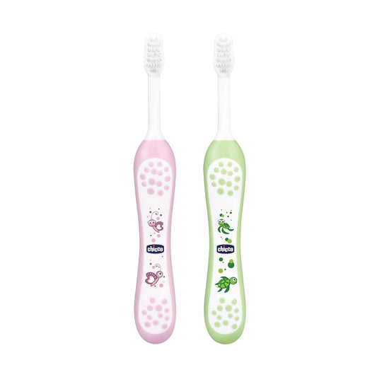 Chicco Kid Manual Toothbrush Set Pink+Green 6M-36M