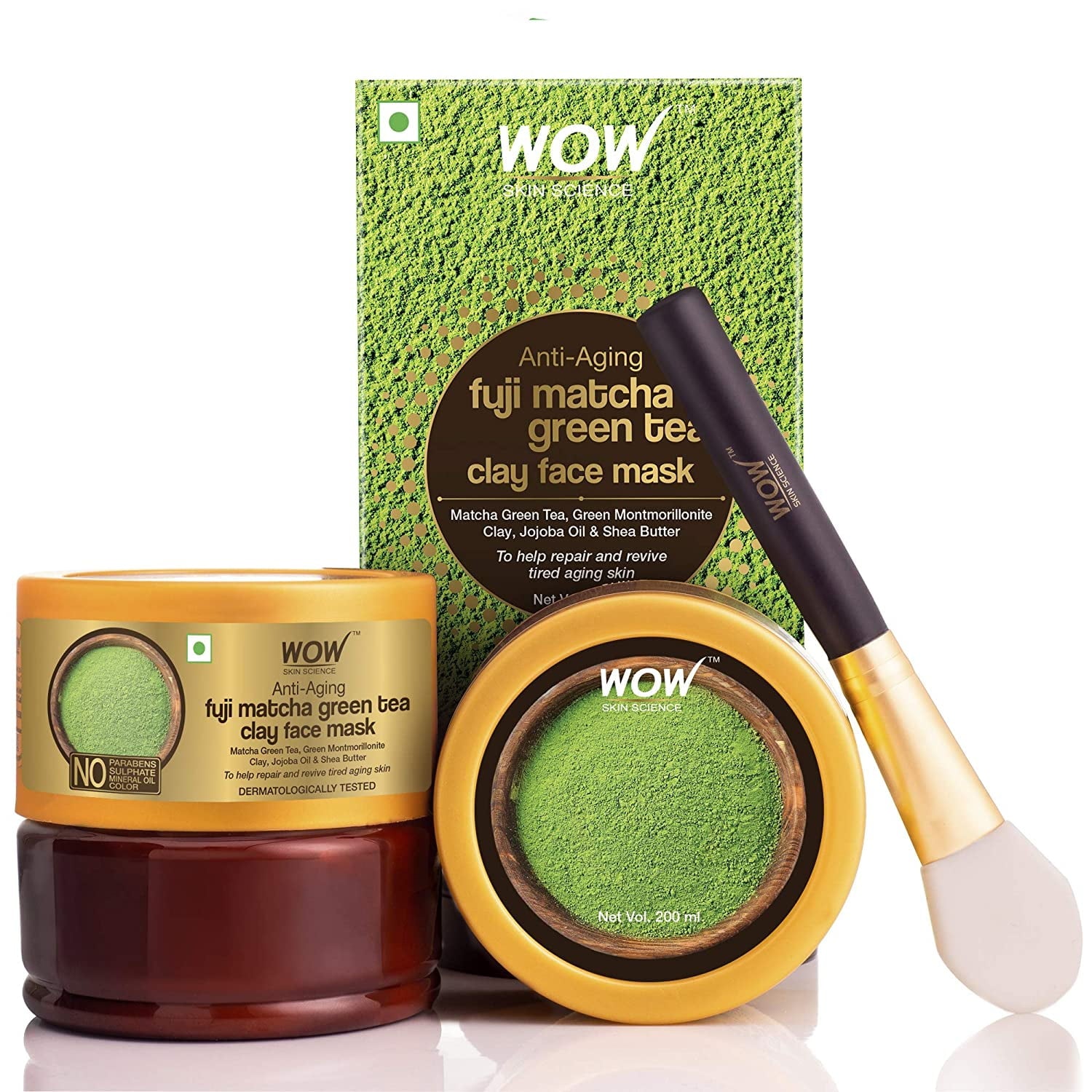 WOW Skin Science Anti-Aging Fuji Matcha Green Tea Clay FaceMask - 100 mL tube